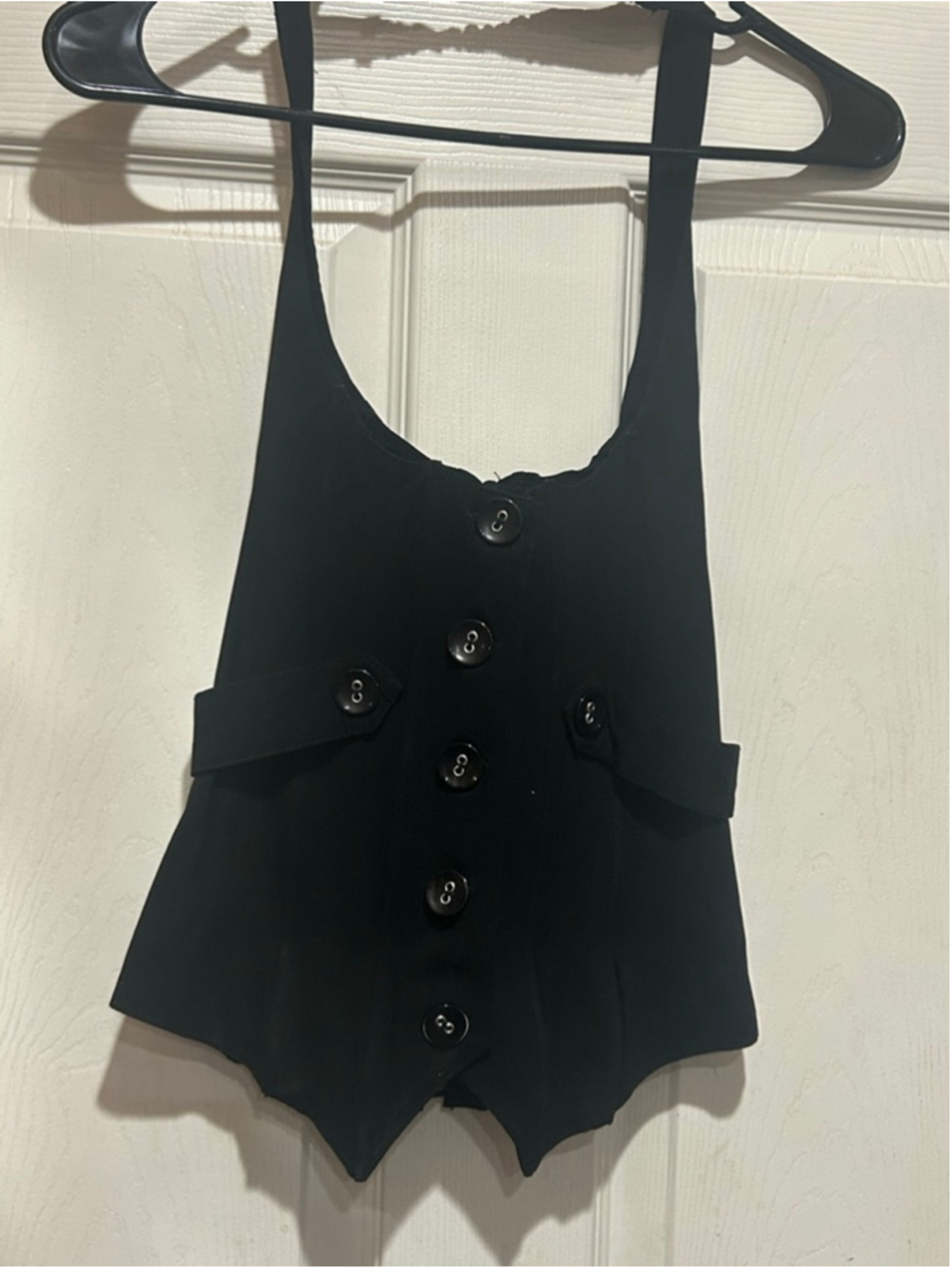 Women's Oh Yes Black Button-Front Lace-Up Camisole Top L